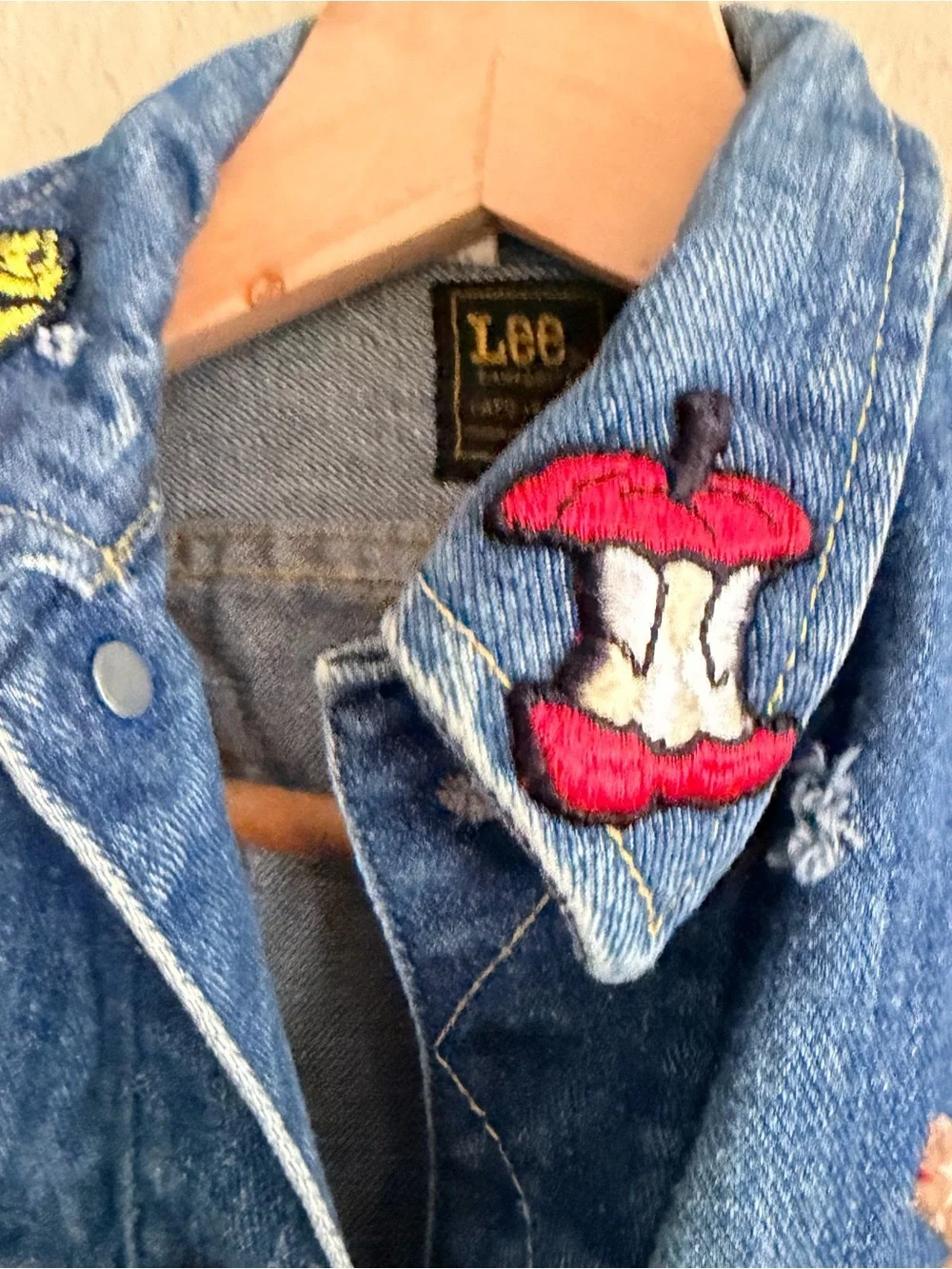 Vintage Lee Kids' Embroidered Blue Denim Distressed Jacket